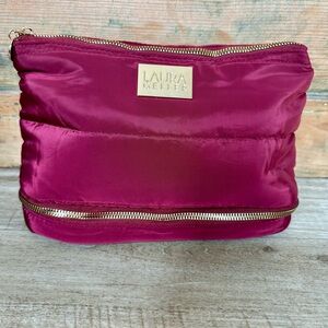 Laura Geller Fuchsia Cosmetic Bag with Gold Accents